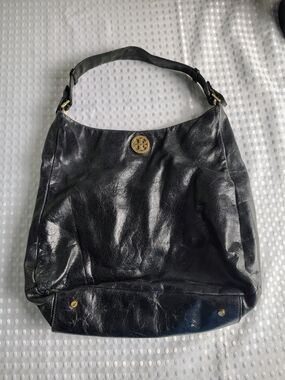 Tory Burch Black Leather Shoulder Hobo Bag